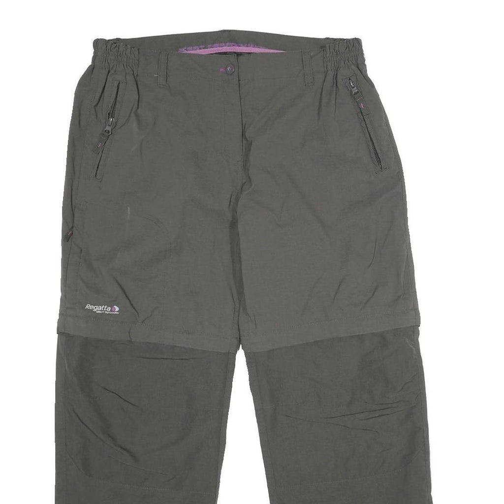 REGATTA Womens Grey Regular Fit Zip Trousers W32 L28 Outdoor Lightweight