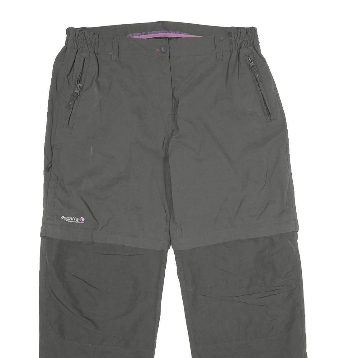 REGATTA Womens Grey Regular Fit Zip Trousers W32 L28 Outdoor Lightweight
