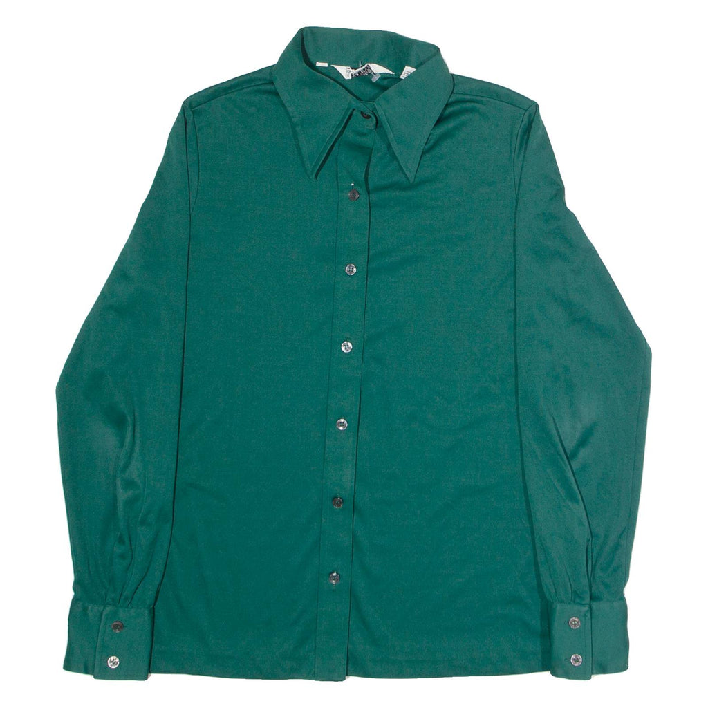 PAUL RODGERS Womens Plain Shirt Green Long Sleeve S