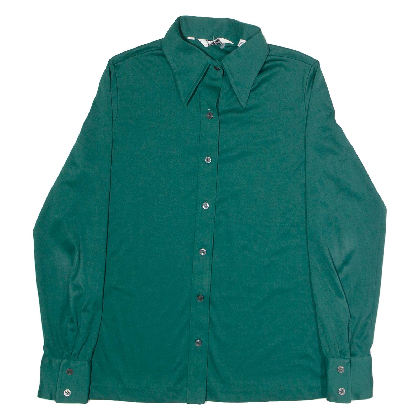 PAUL RODGERS Womens Plain Shirt Green Long Sleeve S