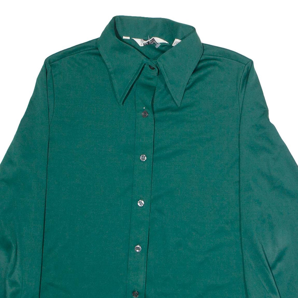 PAUL RODGERS Womens Plain Shirt Green Long Sleeve S