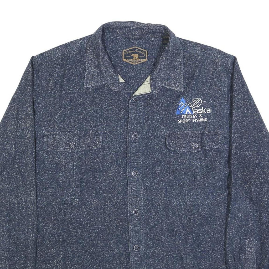 FREEDOM FOUNDRY Mens Blue Alaska Cruises & Sport Fishing Shirt 2XL Cotton Blend