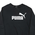PUMA Mens Black Cotton Blend Crew Neck L Sweatshirt Logo Print Casual Wear