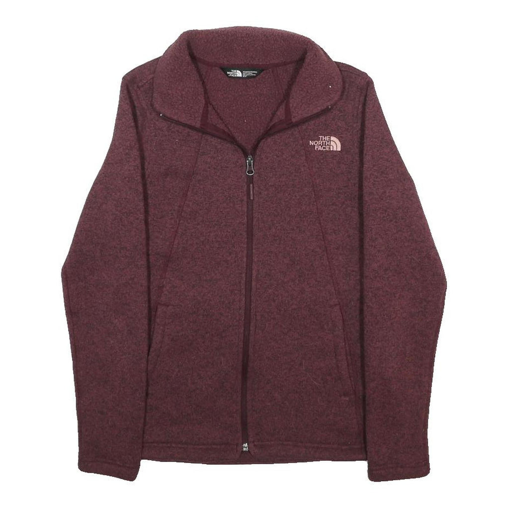 THE NORTH FACE Womens Maroon Jacket S Polyester Zip Fleece Outdoor Casual