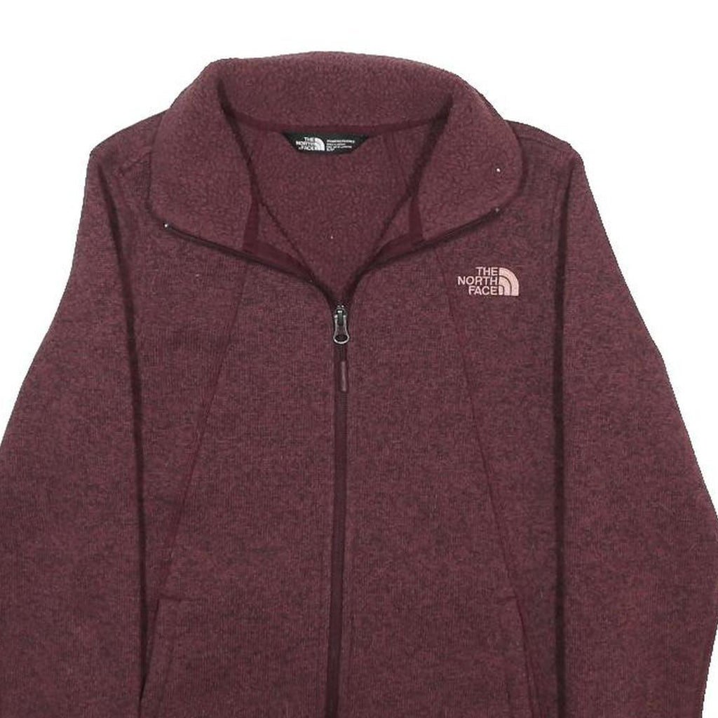 THE NORTH FACE Womens Maroon Jacket S Polyester Zip Fleece Outdoor Casual