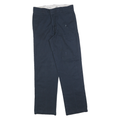 DICKIES Mens Cotton Blend Navy Regular Straight Trousers W32 L32 Workwear Zip