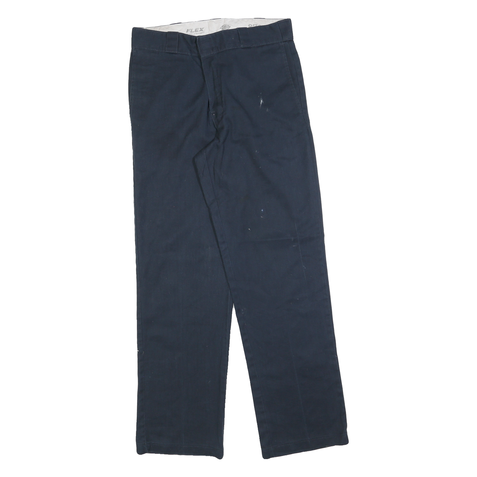 DICKIES Mens Cotton Blend Navy Regular Straight Trousers W32 L32 Workwear Zip