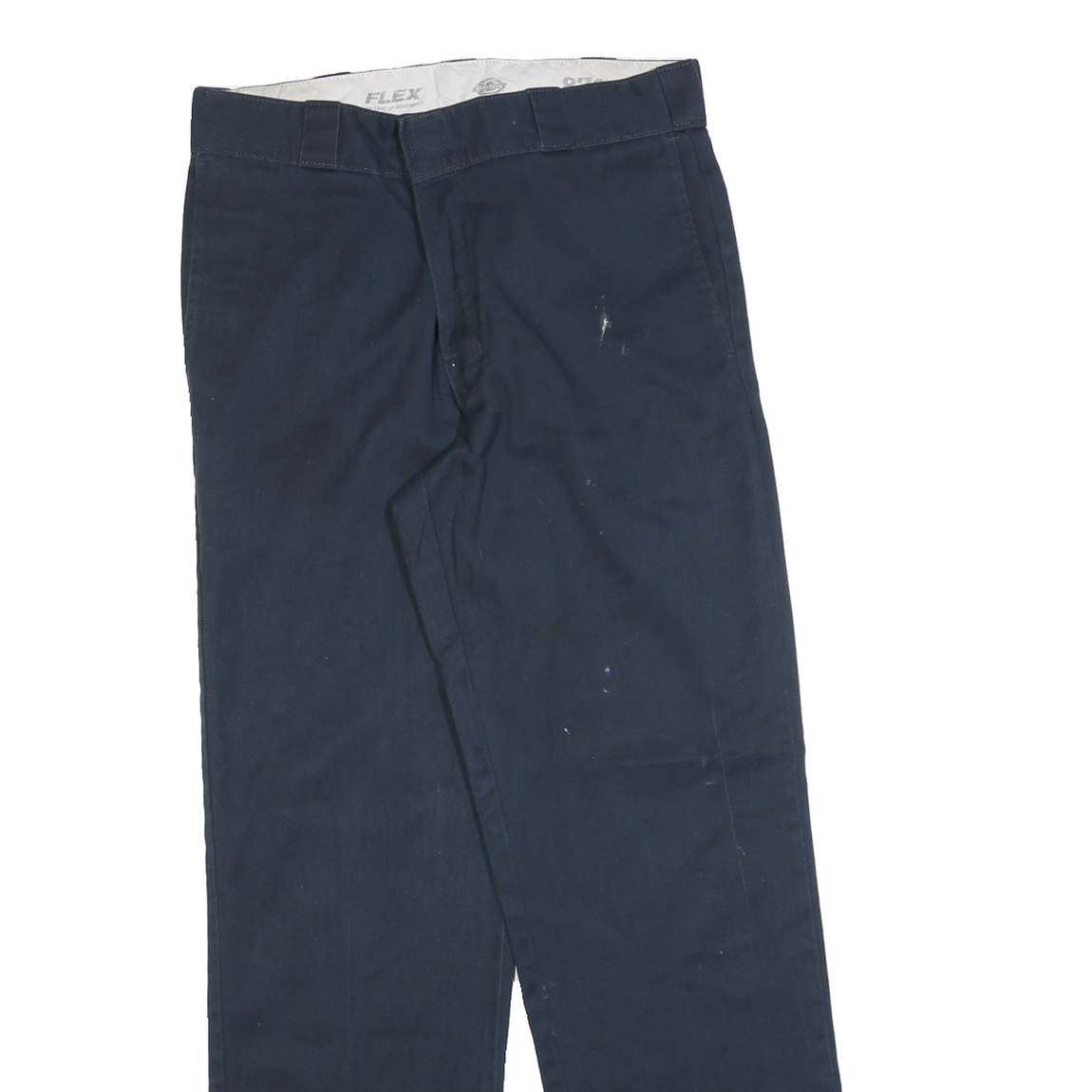 DICKIES Mens Cotton Blend Navy Regular Straight Trousers W32 L32 Workwear Zip