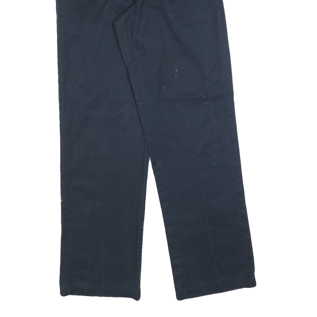 DICKIES Mens Cotton Blend Navy Regular Straight Trousers W32 L32 Workwear Zip