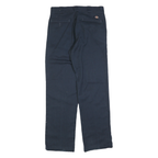 DICKIES Mens Cotton Blend Navy Regular Straight Trousers W32 L32 Workwear Zip