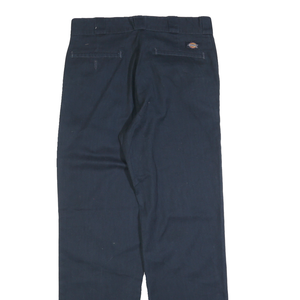 DICKIES Mens Cotton Blend Navy Regular Straight Trousers W32 L32 Workwear Zip