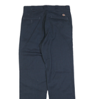 DICKIES Mens Cotton Blend Navy Regular Straight Trousers W32 L32 Workwear Zip