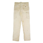 CARHARTT Mens Relaxed Beige Cotton Blend Trousers W32 L34 Workwear Utility Zip