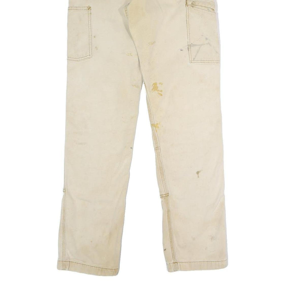 CARHARTT Mens Relaxed Beige Cotton Blend Trousers W32 L34 Workwear Utility Zip