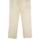 CARHARTT Mens Relaxed Beige Cotton Blend Trousers W32 L34 Workwear Utility Zip