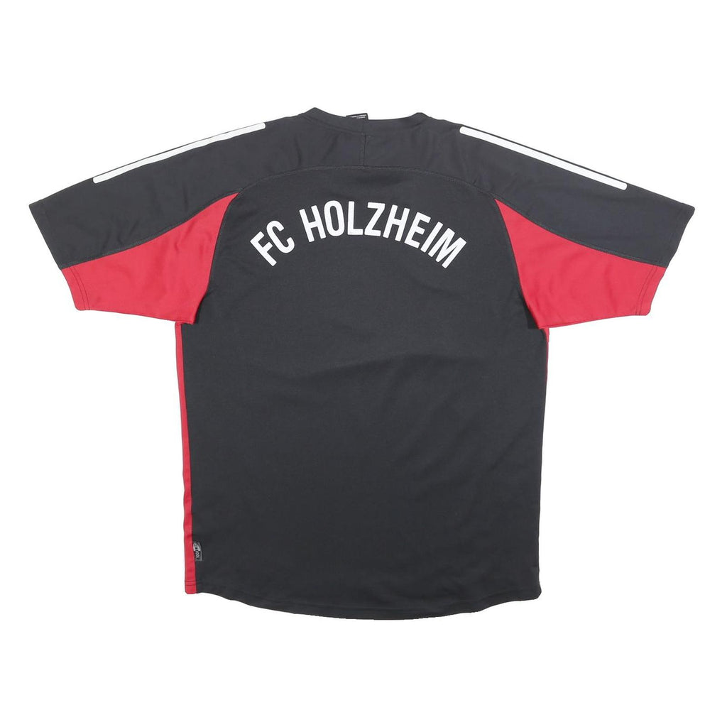 ADIDAS Mens Black & Red FC Holzheim Graphic T-Shirt L Short Sleeve Crew Neck