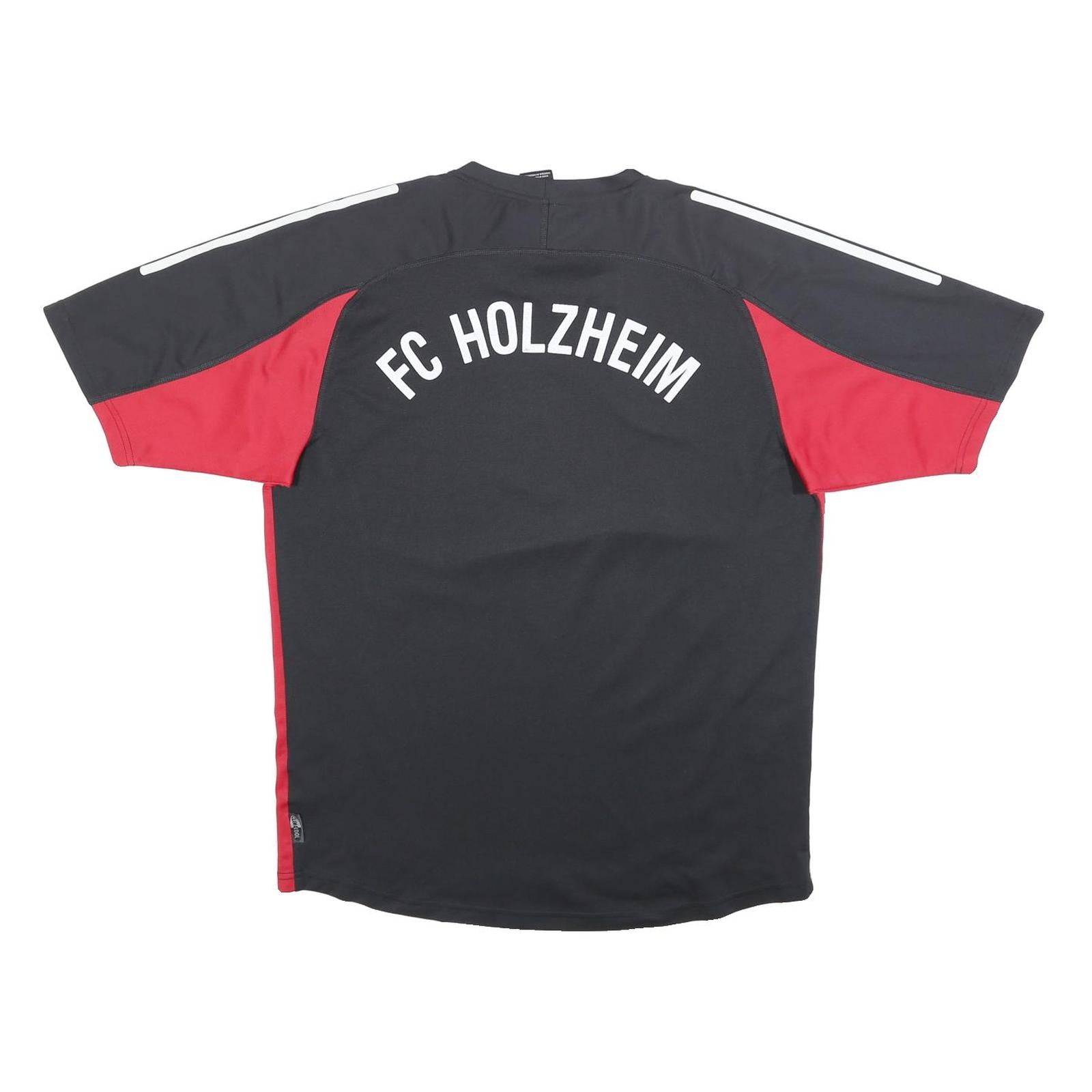 ADIDAS Mens Black & Red FC Holzheim Graphic T-Shirt L Short Sleeve Crew Neck