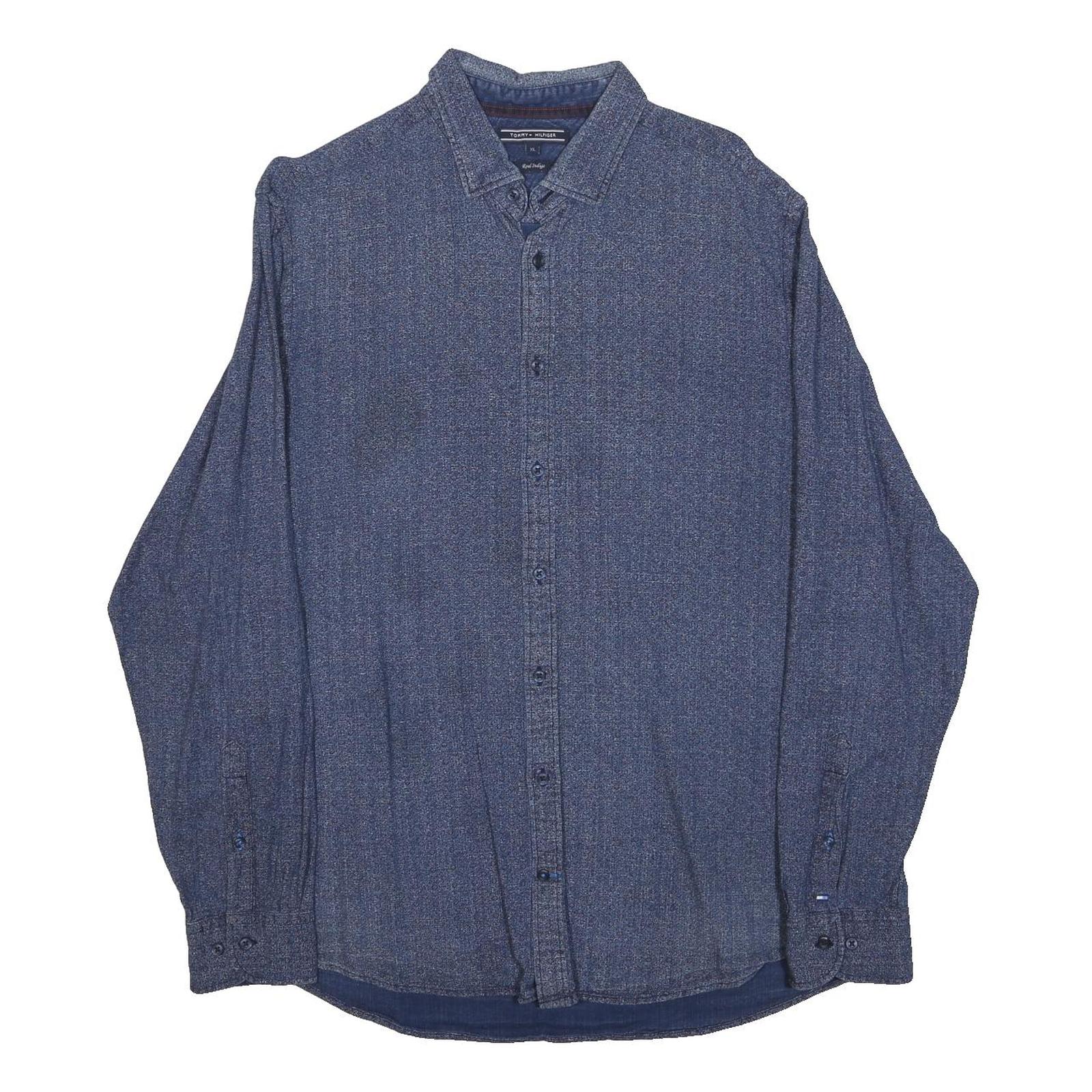 TOMMY HILFIGER Mens Blue Shirt XL Cotton Button Down Long Sleeve Casual