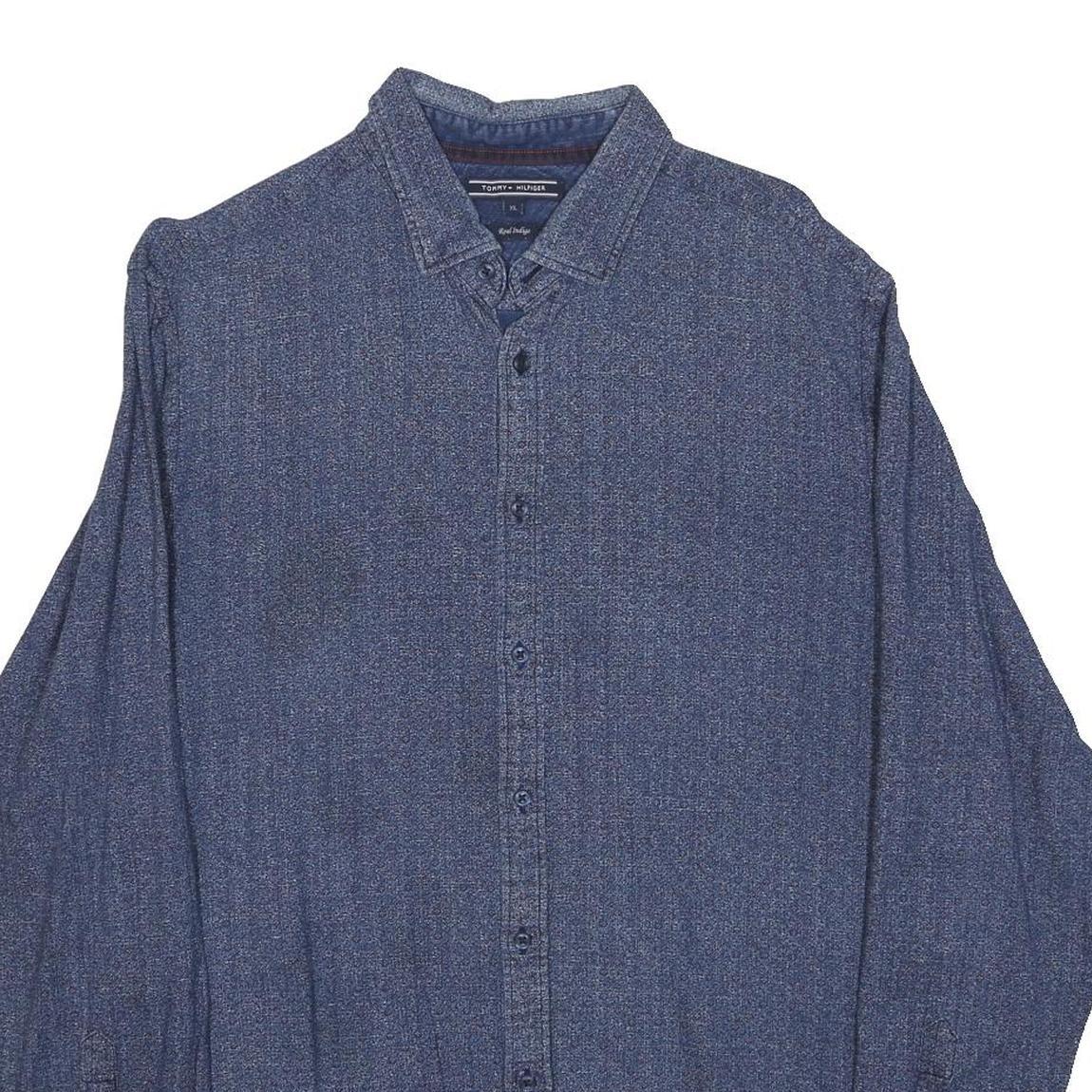 TOMMY HILFIGER Mens Blue Shirt XL Cotton Button Down Long Sleeve Casual