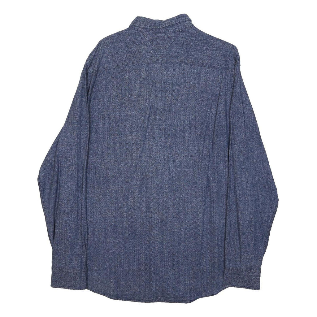TOMMY HILFIGER Mens Blue Shirt XL Cotton Button Down Long Sleeve Casual