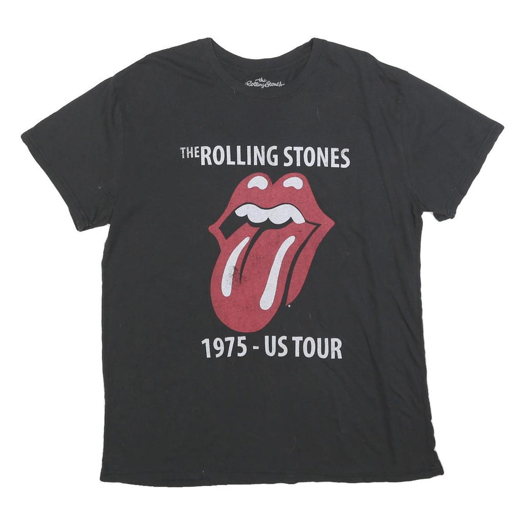 THE ROLLING STONES Womens Black 1975 US Tour Graphic T-Shirt 2XL Short Sleeve