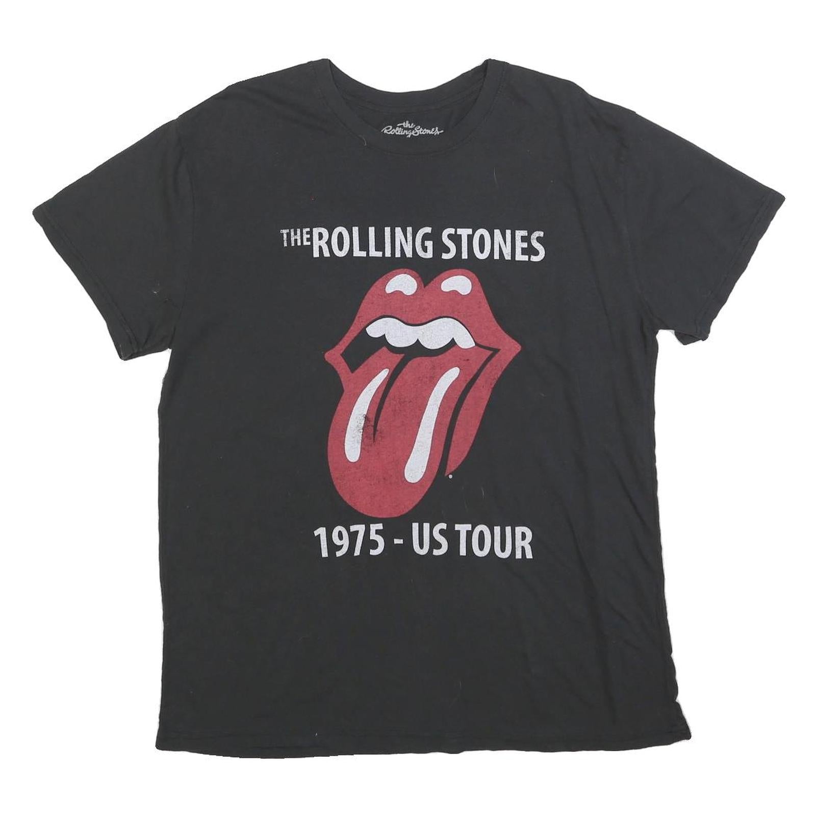 THE ROLLING STONES Womens Black 1975 US Tour Graphic T-Shirt 2XL Short Sleeve
