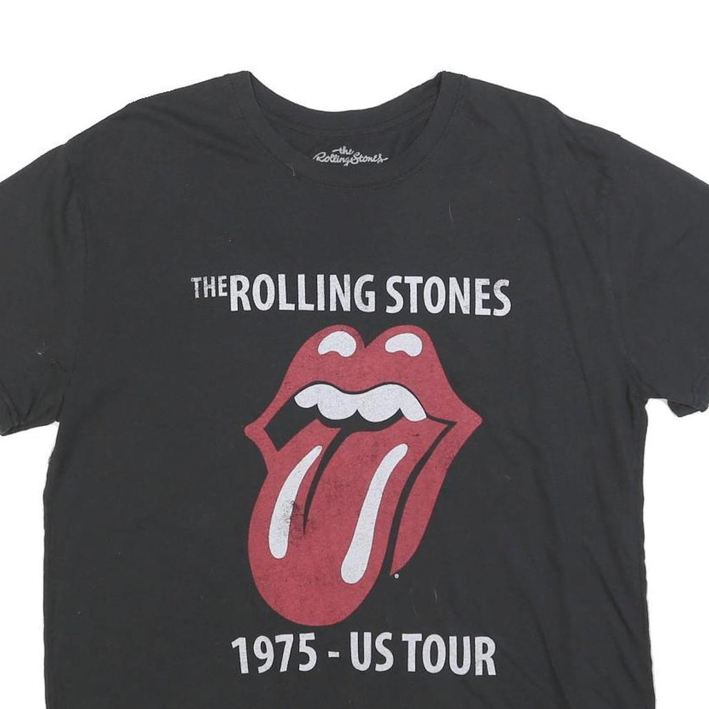 THE ROLLING STONES Womens Black 1975 US Tour Graphic T-Shirt 2XL Short Sleeve