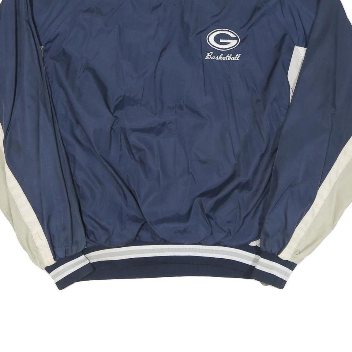 RUSSELL ATHLETIC Mens Navy Blue & Beige Basketball Sports Jacket XL Polyester