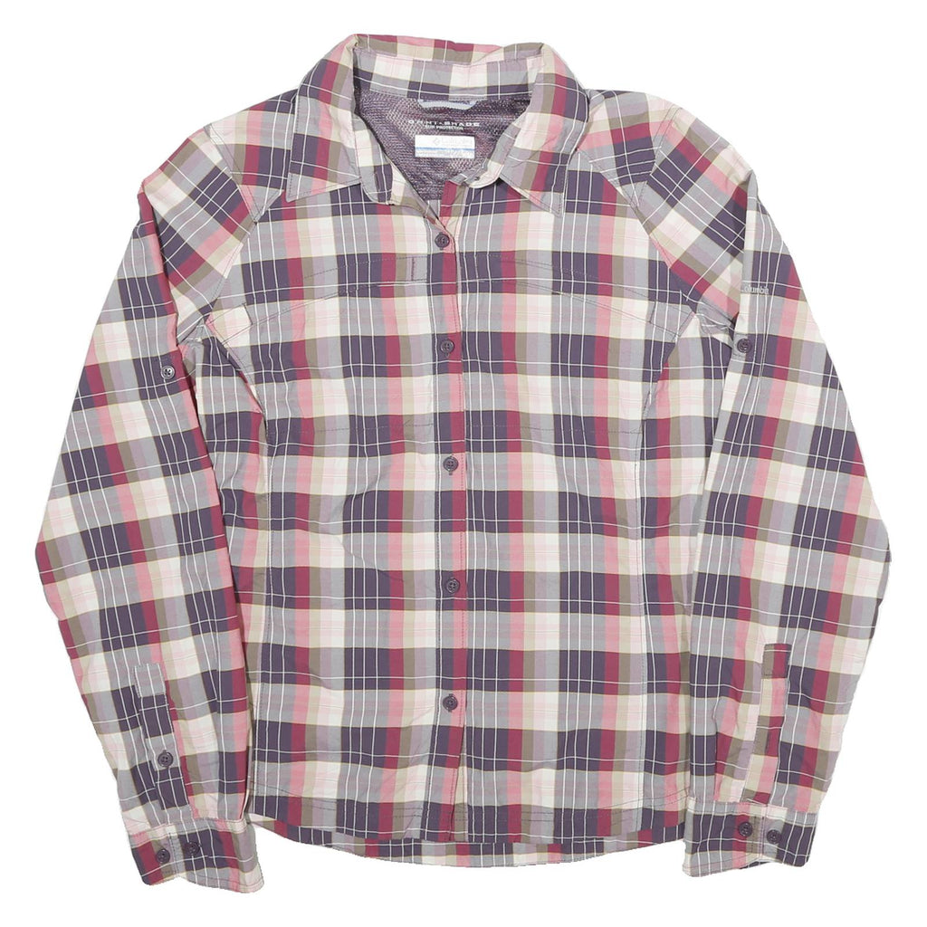 COLUMBIA Womens Purple & Pink Plaid Shirt M Long Sleeve Button Closure