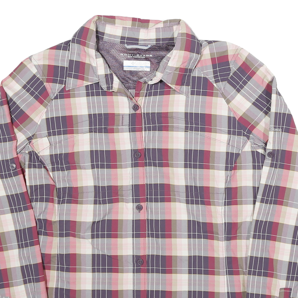 COLUMBIA Womens Purple & Pink Plaid Shirt M Long Sleeve Button Closure