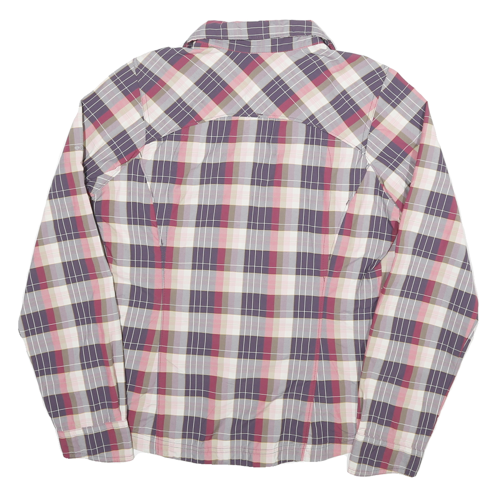 COLUMBIA Womens Purple & Pink Plaid Shirt M Long Sleeve Button Closure