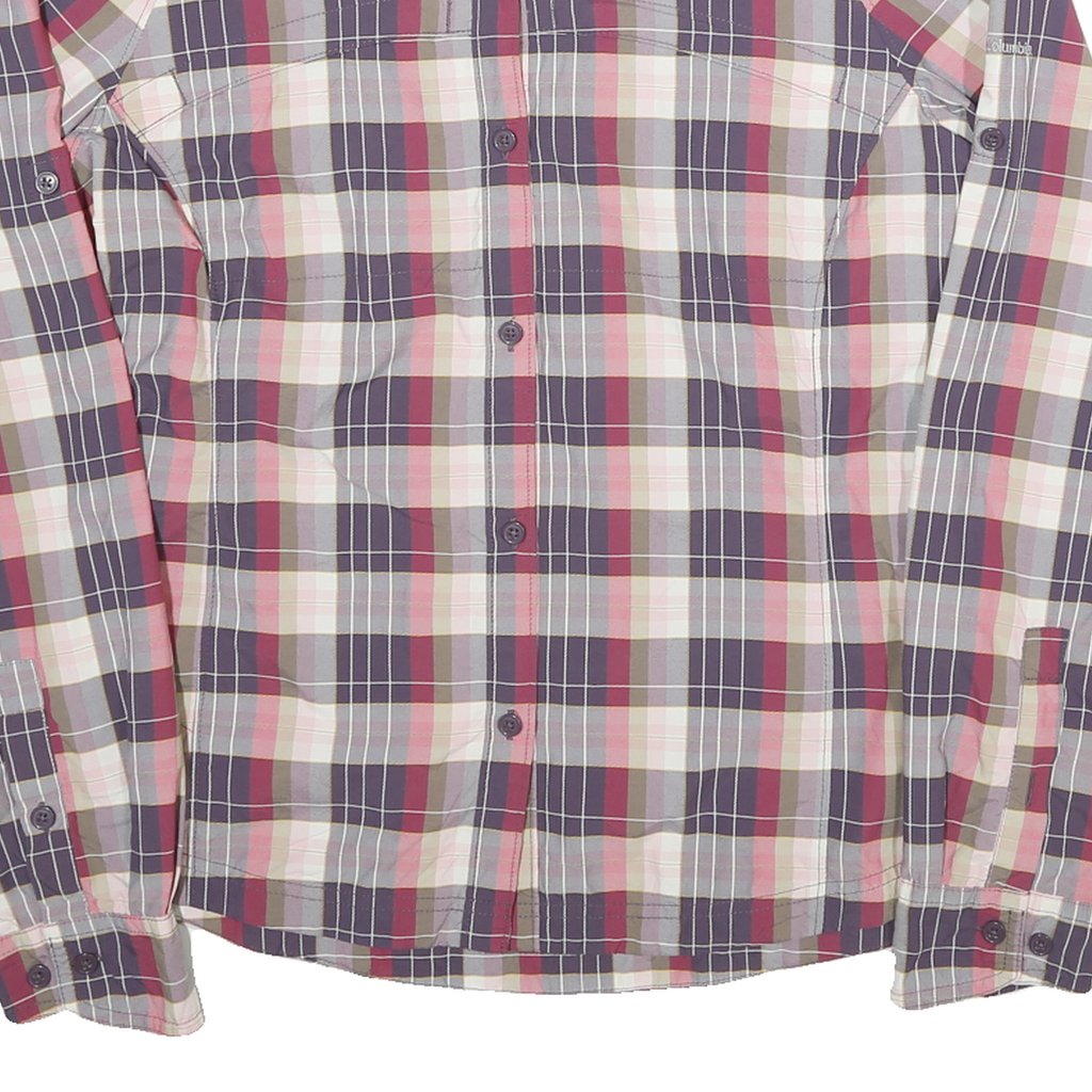 COLUMBIA Womens Purple & Pink Plaid Shirt M Long Sleeve Button Closure