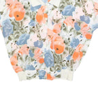 LI YANG Womens Cream & Orange Floral Printed Shirt Short Sleeve Collared M Top