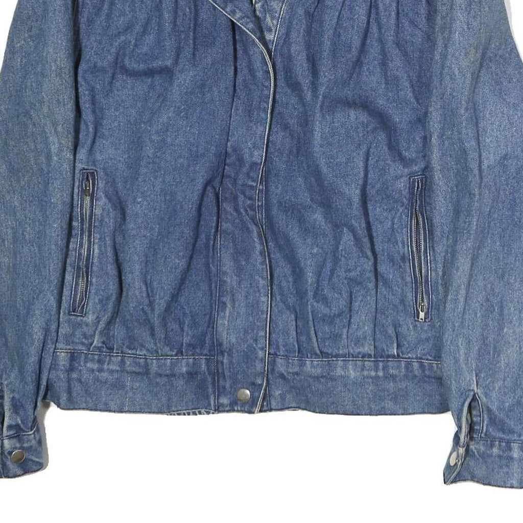 SB.II Womens Blue Denim Cotton Jacket L Button Plain Horse Graphic