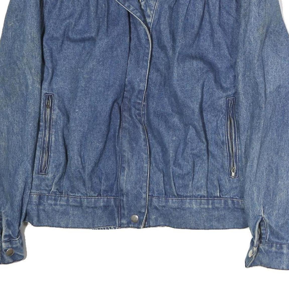 SB.II Womens Blue Denim Cotton Jacket L Button Plain Horse Graphic