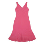 LAUREN RALPH LAUREN Womens Pink Wrap Dress Polyester Blend Midi Size M Ruffle