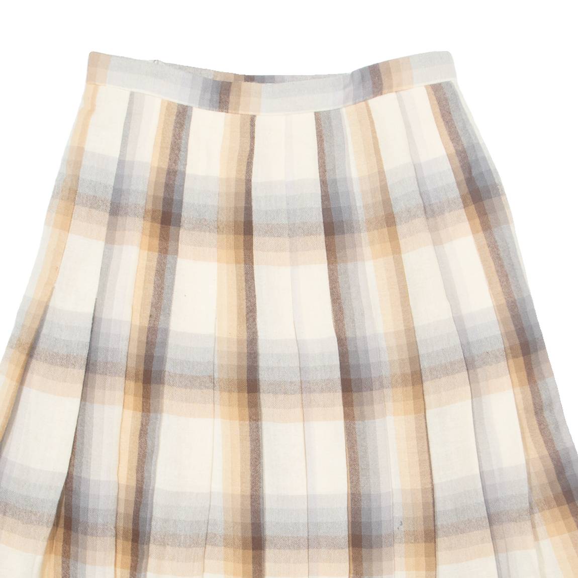 JACQUES Womens Pleated Skirt Beige Knee Length Check M