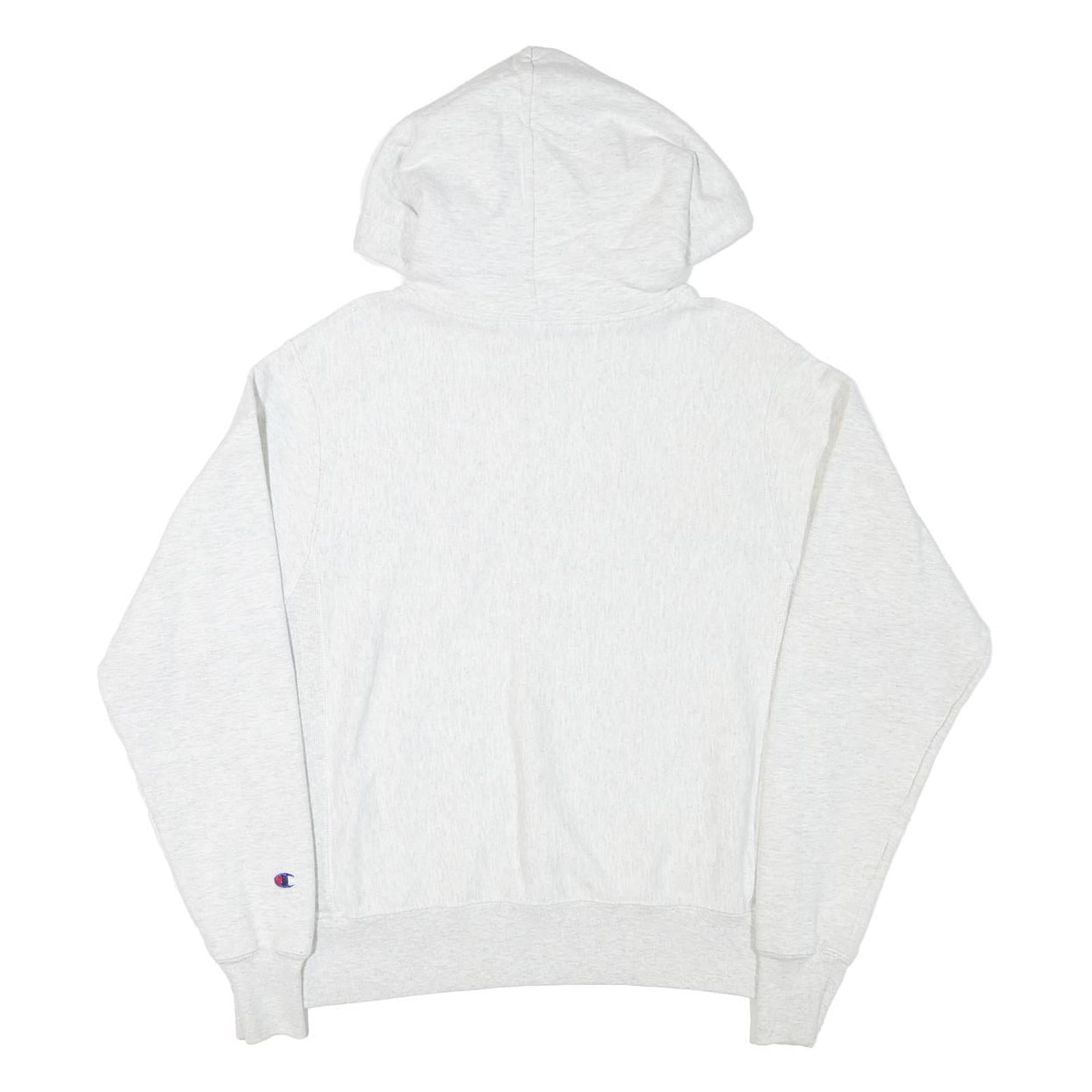 CHAMPION Mens White Multicolour Logo Hoodie S Cotton Blend Pullover Casual