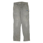 CARHARTT Mens Regular Cotton Blend Grey Workwear Trousers W33 L34 Durable Zip