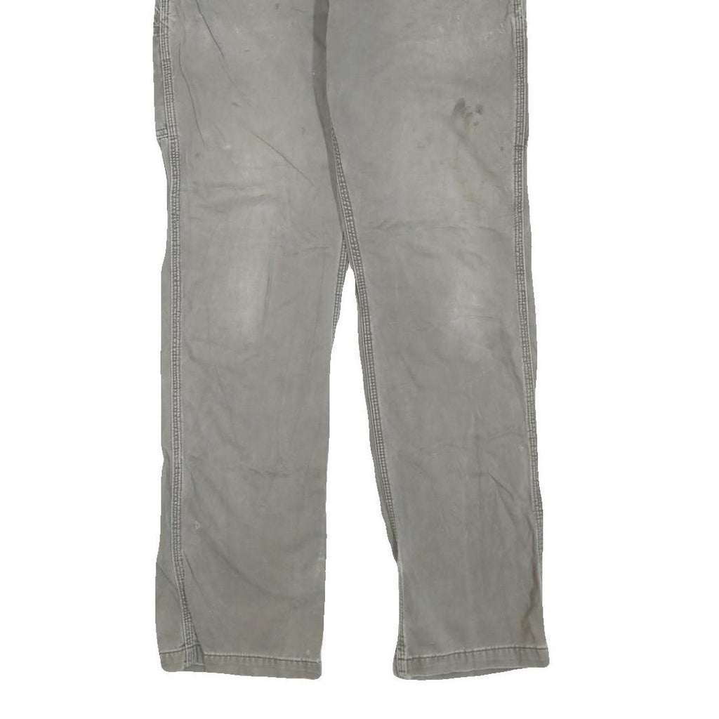 CARHARTT Mens Regular Cotton Blend Grey Workwear Trousers W33 L34 Durable Zip