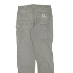 CARHARTT Mens Regular Cotton Blend Grey Workwear Trousers W33 L34 Durable Zip