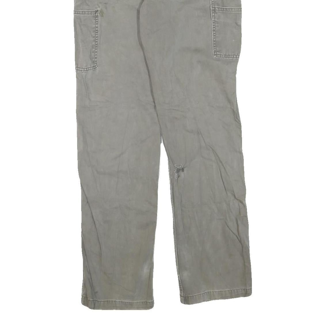 CARHARTT Mens Regular Cotton Blend Grey Workwear Trousers W33 L34 Durable Zip
