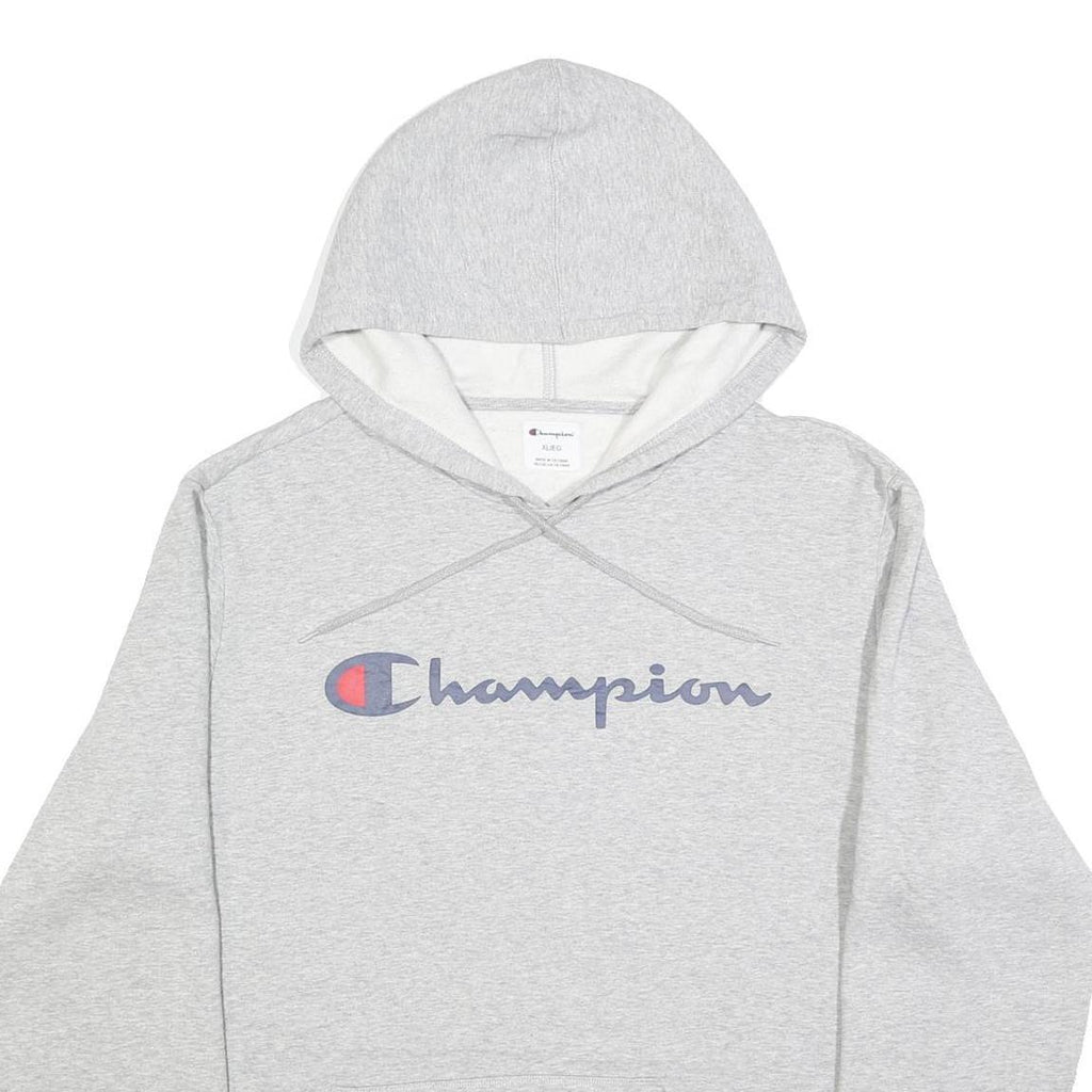 CHAMPION Mens Grey Pullover Hoodie XL Cotton Blend Casual Sportswear Sweatshirt