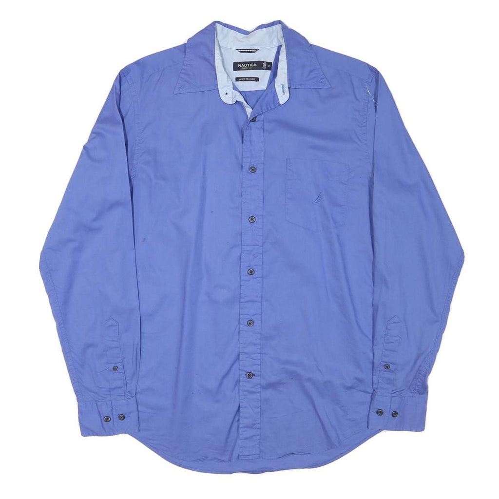 NAUTICA Mens Blue Cotton Blend Shirt M Classic Button-Down Long Sleeve