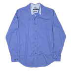 NAUTICA Mens Blue Cotton Blend Shirt M Classic Button-Down Long Sleeve