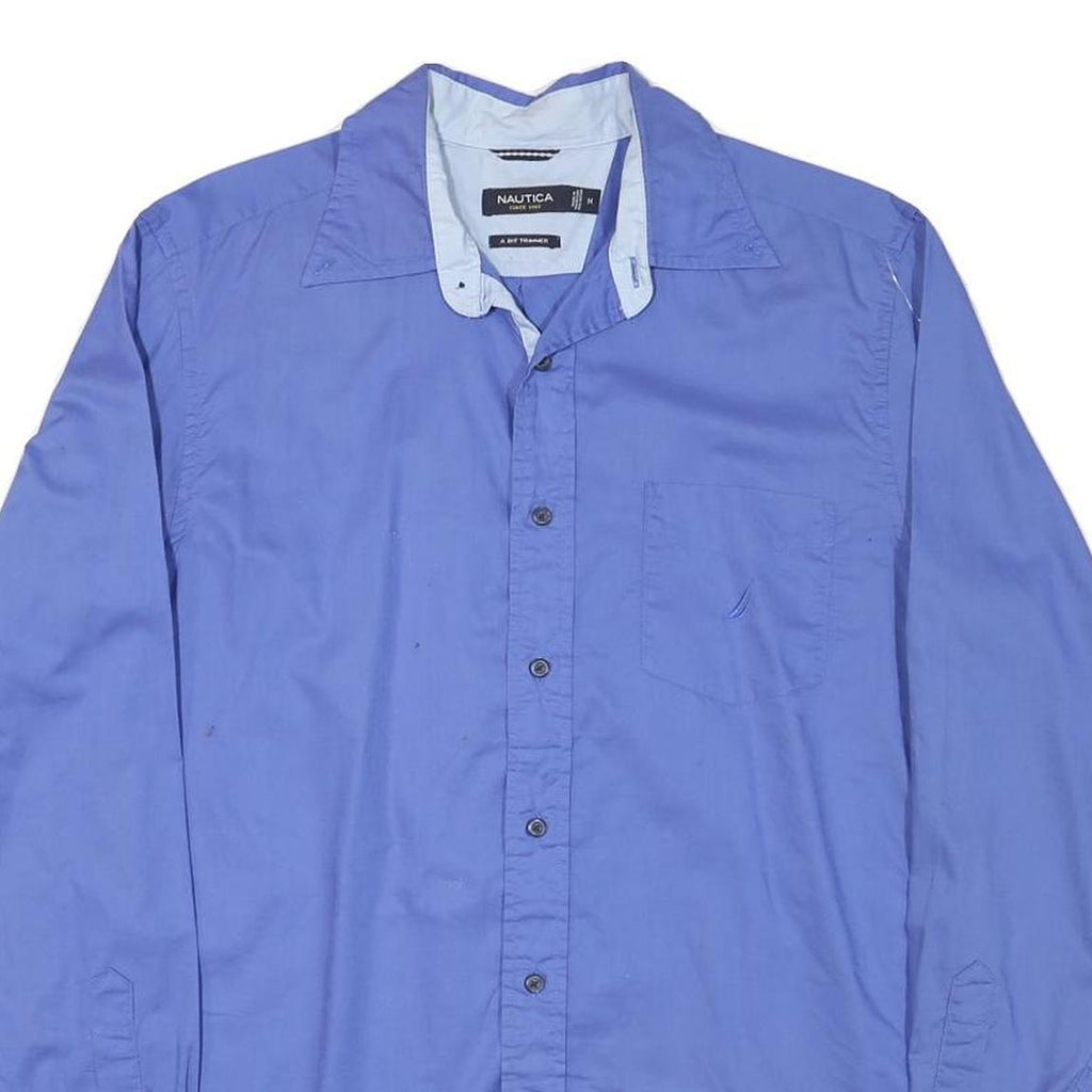NAUTICA Mens Blue Cotton Blend Shirt M Classic Button-Down Long Sleeve
