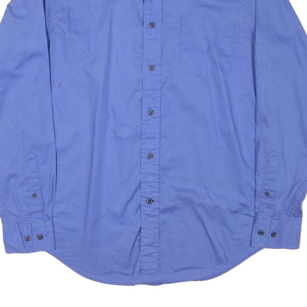 NAUTICA Mens Blue Cotton Blend Shirt M Classic Button-Down Long Sleeve