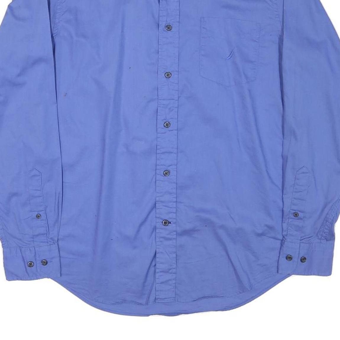 NAUTICA Mens Blue Cotton Blend Shirt M Classic Button-Down Long Sleeve