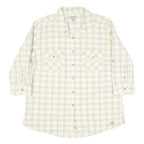CARHARTT Womens Beige & Cream Checked Shirt XL Cotton Blend Button Up Casual
