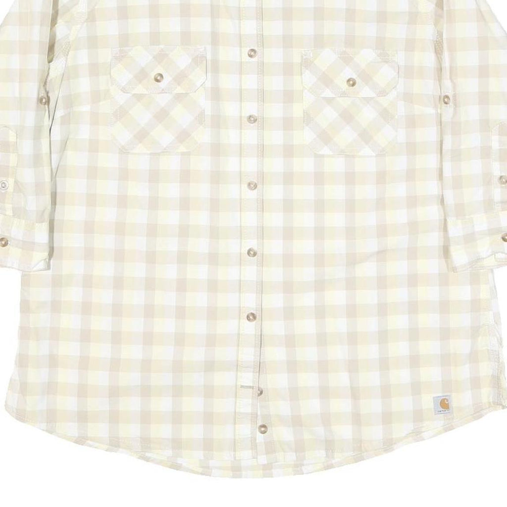 CARHARTT Womens Beige & Cream Checked Shirt XL Cotton Blend Button Up Casual